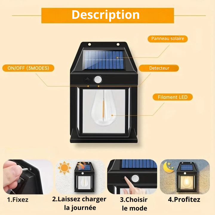Applique Led solaire extérieur "Cottage"